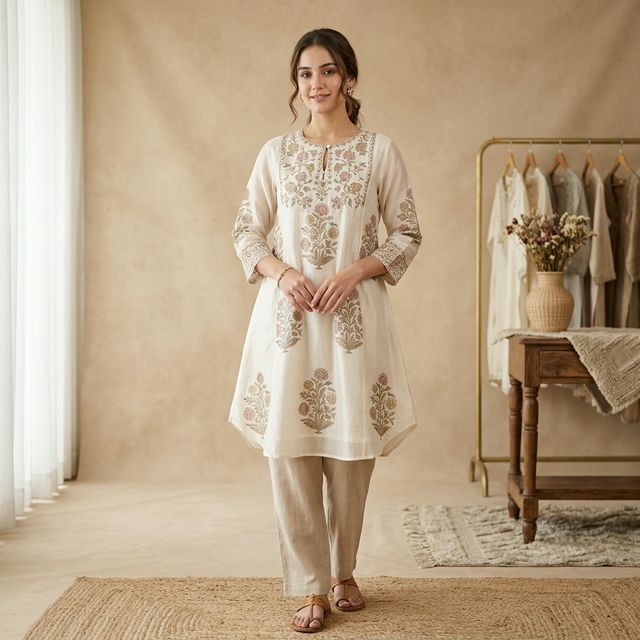 Kalamkari Heritage Silk Duster
